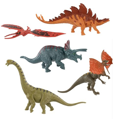 Idena 40387 - Spielfiguren Set, 5 Dinosaurier aus Kunststoff, jeweils ca. 15 cm groß, Tierfiguren für Kinder ab 3 Jahren
