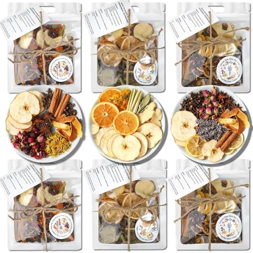 6 Pack Simmer Pot Potpourri, Simmer Pot Mix with 3 Botanical Varieties, Stovetop Simmering Potpourri Blends, Natural Ingredients Home Fragrance for Hostess Gifts & Housewarming (6-Pack)