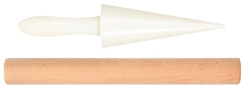 TOKIDNY Eierkegelform Mit Holzstab Eierrolle Zubehör Für Waffelhörnchen Und Hörnchen Kegel Kegelwalze Für Backzubehör Eiscreme-Kegelhersteller 9.84 Zoll