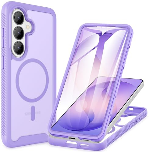 CENHUFO für Samsung Galaxy S26 Hülle, Magnetisch Schutzhülle mit Eingebautem Displayschutz Robust Stoßfest Panzerhülle Cover Outdoor Case 360 Grad Handyhülle für Samsung Galaxy S26 - Lila