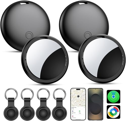 Air Tracker Smart Tags für Android oder iOS, 2026 Neu Schlüsselfinder Key Finder kompatibel mit Google Mein Gerät Finden or Apple Wo ist? App,Bluetooth Tracker für Gepäck,Koffer 4 Stück (Schwarz)