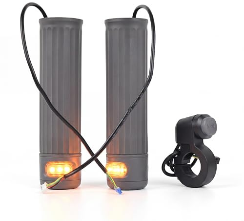 Elektroroller Lenkergriffe, rutschfeste Gummi-Lenkergriffe Fahrradgriffe mit integrierten LED-Blinkern leicht, kompatibel für Xiaomi 4 Pro Plus Max