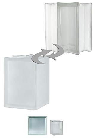 Fuchs Design 1 Stück Glassteine BM Glassteine Vollsicht SUPER White Eckstein 1-seitig satiniert 13,2x19x8 cm