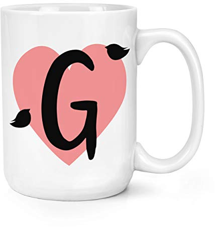 Letter G Heart Alphabet 15oz Large Mug Cup