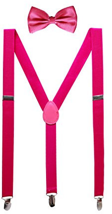 sourcing map Bandolera Tirantes Pajarita Unisexo Conjunto Forma De Y Elástica Ajustable Fucsia una talla