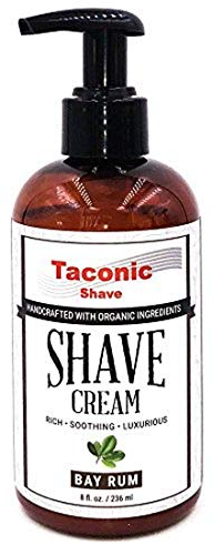 Taconic Shave, Natürliche Rasiercreme – Bay Rum – Ultra-Rich High Lather Formula – Natürliche Rasiercreme für Männer in 8 oz. Pumpflasche – Duftende Rasiercreme