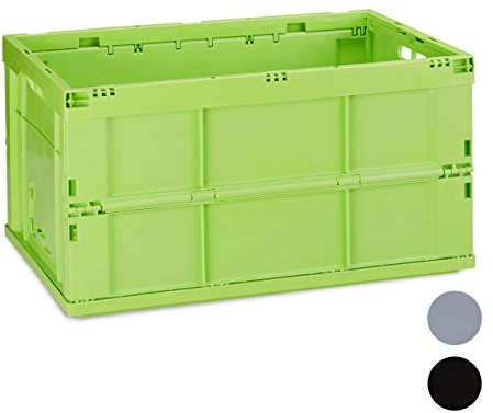 Relaxdays Profi Klappbox, stabil, Gewerbe, hochwertiger Kunststoff, Qualität, 60L, Kiste, HBT 31,5 x 58,5 x 40 cm, grün