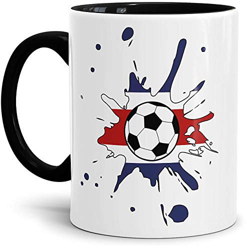Tassendruck Flaggen-Tasse Zum Fussball Costa Rica Rica Innen & Henkel Schwarz - Weltmeisterschaft/WM/Mug/Cup/Tor/Qualität Made in Germany