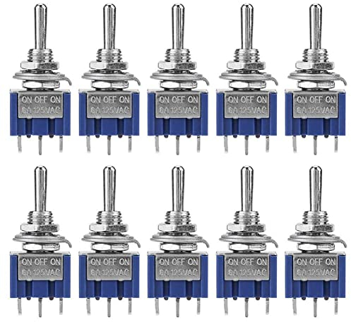 10 Pezzi Kit Interruttore a Levetta ON-OFF-ON 3 Posizione 3 Pin Interruttore a Levetta SPST da 6 mm per Auto Barca