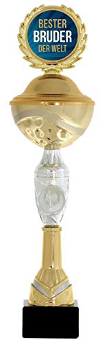 Pokal Bester Bruder der Welt 38 cm hoch PVC Metall Steinsockel