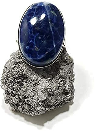 925 Silber Ring mit Sodalith (Naturstein) 25x18mm - Alle Größen von festen oder verstellbaren Ringen, von XS bis XXXL, für Männer für Frauen - Kostenlose Geschenkbox