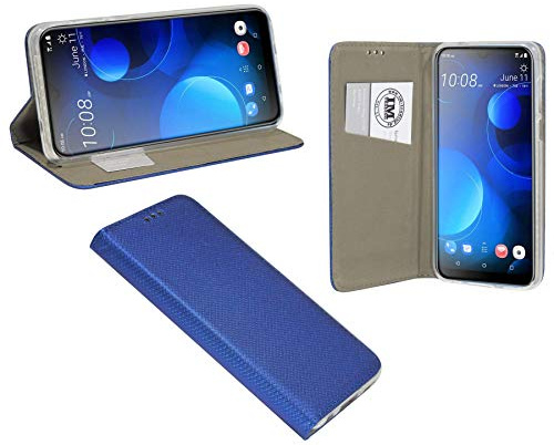cofi1453® Buch Tasche Smart kompatibel mit HTC Desire 19+ Plus Handy Hülle Etui Brieftasche Schutzhülle mit Standfunktion, Kartenfach Blau