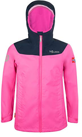 Trollkids Mädchen Bergen Regenjacke, Hellrosa/Marineblau, Größe 176