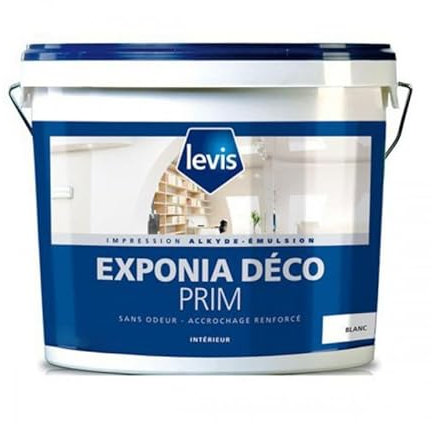 LEVIS - Levis Exponia Deco Prim Peinture d'Impression - Murs, Plafonds & Boiseries - Intérieur - Conditionnement 1L, Couleur BLANC