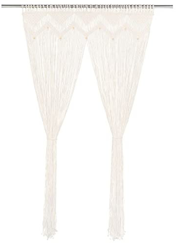 vidaXL Rideau de Fenêtre Rideau de Porte Séparateur de Pièce Vitrine Rideau Salon Salle de Séjour Maison Intérieur 140x240 cm Macramé Coton