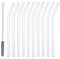 Schramm® 20 Stück Glas Strohhalme gebogen transparent mit Reinigungsbürste wiederverwendbar Trinkhalme Glasstrohhalm
