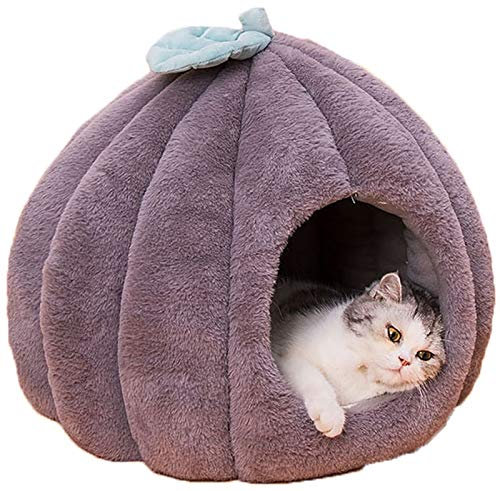Hooded Cat Bed Igloo, Heated Cat Dog Bed With Roof, Comfortable Cat Dog Bed PP Cotton Cloud Cave Tent With Removable Washable Cushion For Indoor Small Medium Cats Dogs