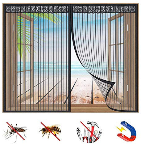 Mosquitera Ventana Magnetica, Protección Contra Insectos, Cortina de Malla Con Imanes, Cierra AutomáTicamente y es FáCil de Instalar, para Puertas y Ventanas-Black-b|| 31x31inch(80x80cm)