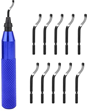 YXGOOD Hand Deburring Tool Kit Set- Practical for Cutting Deburrs Wood, Plastic, Aluminum, Copper and Steel (Blue, 10pcs)