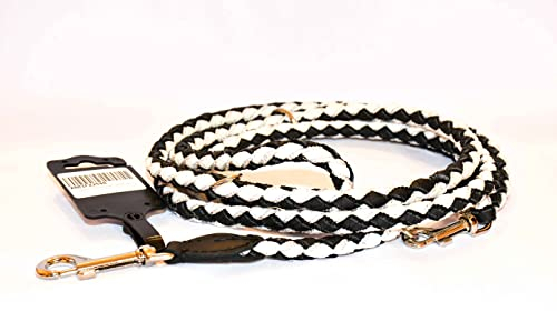HOCAGA Echt-Leder mit Textil geflochtene Hunde-Leine 947 ø12 mm/220 cm, verstellbar