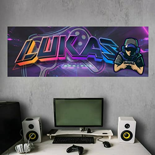 tjapalo vr187 XRobust Gamer Poster mit Namen Wandbild Gaming Zimmer cooles gamer wandtattoo junge name Gamer Bild für die Wand Poster für Teenager, Größe: B70xH24cm