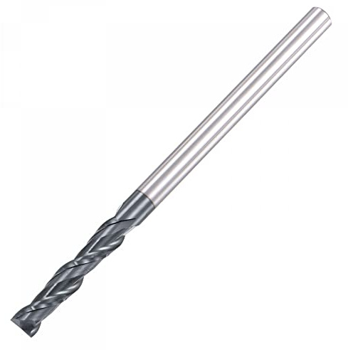 sourcing map Vierkant-Nasen-Schaftfräser, 6 mm Spitze, Durchmesser Vollhartmetall, AlTiN-beschichtete CNC-Fräser-Bits, 2 Flöten, Spiralfräser, HRC45 mit 6 mm Schaft, 100 mm Länge, Holz Fräser