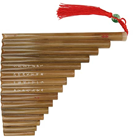 Flûte de Pan,15 Pipes G Key Instrument de Musique Traditionnelle Chinoise Flûte de Pan Instrument à Vent(Main gauche),Instrument à Vent, flûte,flûte