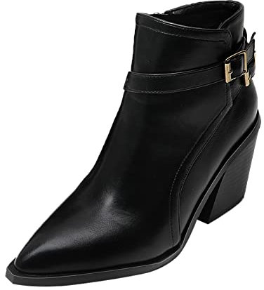 Stivali Pioggia Gomma Alti Stivaletti da Donna con Tacco a Punta con Tacco e Tacco Grosso Stivali Neri Giardini