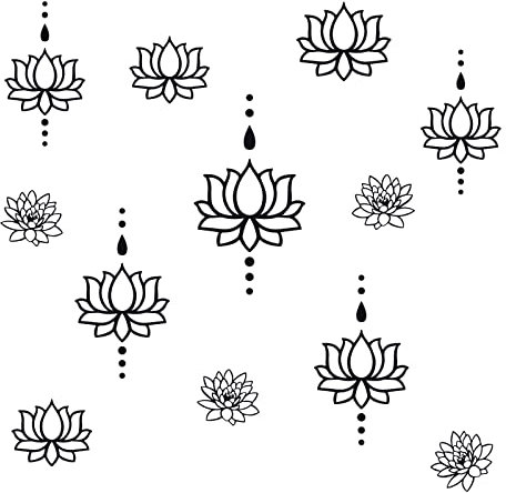 SUPERDANT Schwarze Linie Lotus Wandaufkleber Aushöhlen Lotusblume Wanddekoration Yoga Elemente Wandaufkleber DIY Dekoration Kunst Aufkleber Für Zuhause Schlafzimmer Yoga Wandaufkleber Vinyl Transfer
