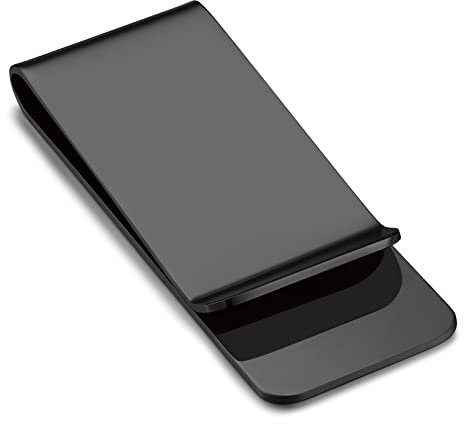Bandmax Geldklammer Schwarz Geldclip Herren Edelstahl Money Clip Kreditkartenhalter Geldscheinklammer für Geldscheine Kreditkarten
