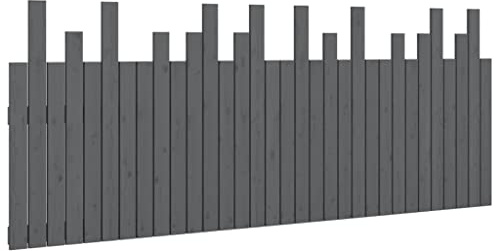vidaXL Wall-Mounted Headboard- Grey Solid Pine Wood- Classic Design Bedroom Bed Header- ic Look- Suitable for Any Bed (Dimensions: 204x3x80 cm).