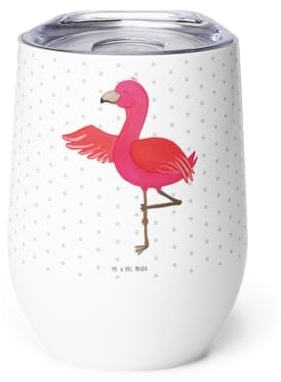 Mr. & Mrs. Panda Weinbecher Flamingo Yoga - Geschenk, Rotweinglas, Rosa, Urlaub, Kelchglas, Kristallglas Weinglas, Namaste, Weinprobierglas, Vogel, Weißweinglas, Yogi, Modernes