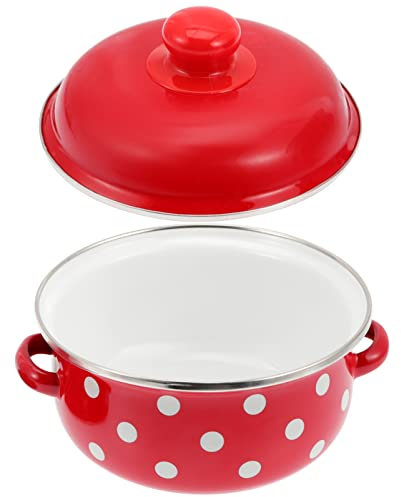 Operitacx Olla De Sopa Esmaltada Vintage Tapa Olla Para Guisar Hogar Material Esmaltado Asa