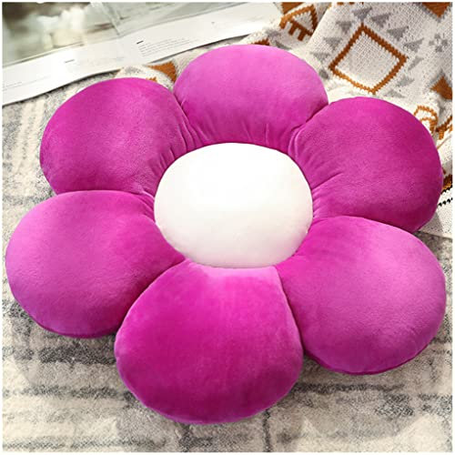 LANFIRE Kissen mit Blumen Bodenkissen Sitzkissen im Innenhof Dekokissen aus Plüsch Sitzkissen (50CM, Deep Purple)