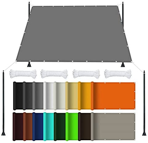 Waterproof Garden Sun Shade 4 x 6 m 98% Uv Block Garden Sun Shade for Outdoor Patio Garden Lawn Pergola Decking, Light Grey