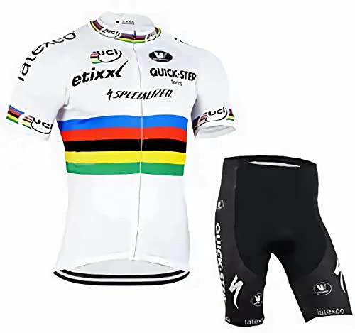 louizumify Maillots de Ciclismo de Manga Corta para Hombre Conjunto de Ropa de Verano, Culottes de Ciclismo con Acolchado de Gel 3D