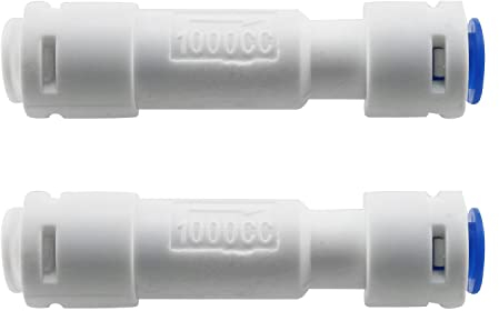 RLECS 2 Stück 1000CC Durchflussbegrenzer mit Schnellverbindung, 0,6 cm Außendurchmesser, Umkehrosmose-Schnellrohrverschraubung