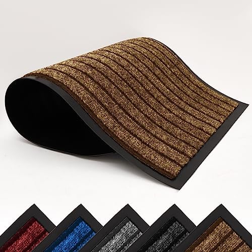 AMEHA Door Mat 60x90 Cm, Dirt Trapper for Indoor and Outdoor Door Mats Indoor, Washable Barrier Mat, Heavy Duty Non-Slip Entrance Rug, Shoes Scraper,Super Absorbent Front Door Mat Carpet,Brown