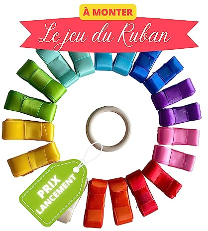 Rotondo dei nastri, set di nastri per matrimonio, da montare, nastro satinato, regalo per sposa, decorazione per feste, bouquet della sposa, 20 nastri, 10 colori, anello in legno incluso, idea regalo