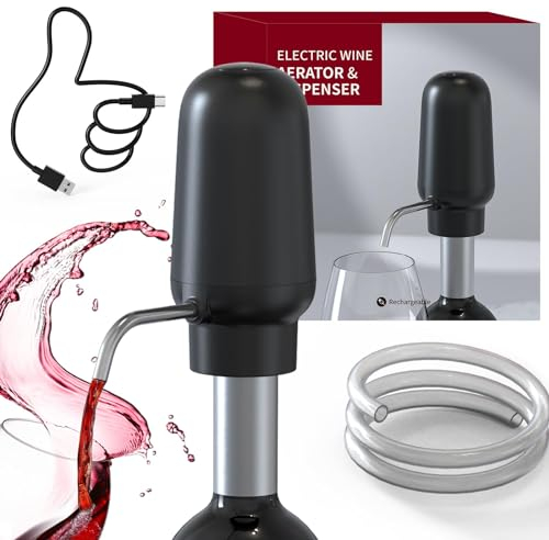 CIRCLE JOY Electric Wine Aerator Pourer, Automatic Wine Dispenser, Rechargeable Decanter with USB Cable, Black