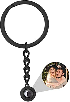 ASD Jewerly Personalisierte Foto Kreis Schlüsselanhänger Projektion Schlüsselanhänger Geschenk für Frauen, Freunde, Paare