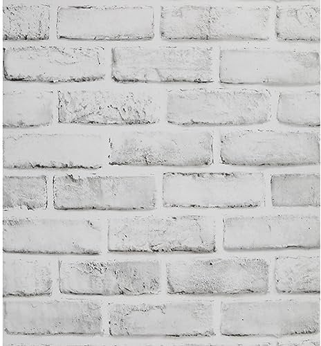 Yangfix Light Gray Brick Look Wallpaper Self Adhesive Wall Sticker Vintage Peel and Stick Contact Paper Removable Vinyl Wrap Film for Bathroom Living Room Fireplace Decor 44.5x500cm