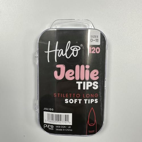 Halo Jellie Nail Tips Stiletto LONG Sizes 0-11 (Pack of 120 Mixed)
