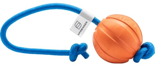 Sprenger Spielball am Seil - Ball, Wasserspaß, Apportierspielzeug für Hunde, orange - Ø 7 cm