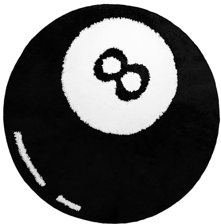 Slothy Fafi Y2K Teppich mit 8 Bällen, 81,3 cm, Weiß und Schwarz, Y2K und ästhetischer Teppich für Schlafzimmer und Wohnzimmer