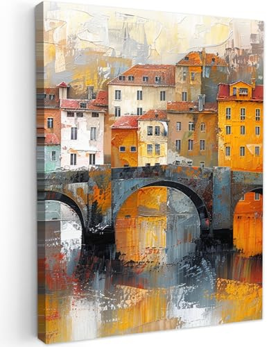 MuchoWow© Bild auf Leinwand 50x70 cm Schlafzimmer Bilder Badezimmer Wand Deko Wohnzimmer Modern Wanddeko Bilderwand Geschenk Graben - Kunst - Architektur - Braun