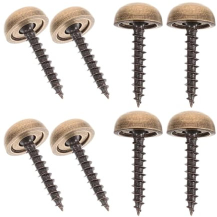 Vokenforu 8 Sets Mirror Screws, 15 mm Brass, Antique Brass, Flat Round Head, Self Tapping, Fully Threaded, 5 cm Diameter, 34 grams, 5 x 1 x 1 cm, Bath Plates, Furniture Fittings