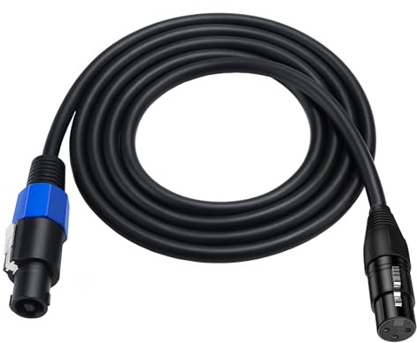 Halokny Speakon to XLR Speaker Cable, 3 Pin Female to Male Audio Adapter for DJ/PA Speaker Cord With Twist Lock (3m/10Feet)