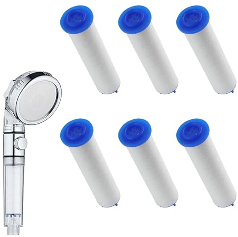 SRLWMYI Cartuccia Filtro Doccia da 6 pezzi per Soffione Doccia Anticalcare,Filtro Anticalcare Doccia.Dimensioni 9,5 x 2 cm,Utilizzato per Filtrare Particelle di Cloruro e Fluoro,ecc.