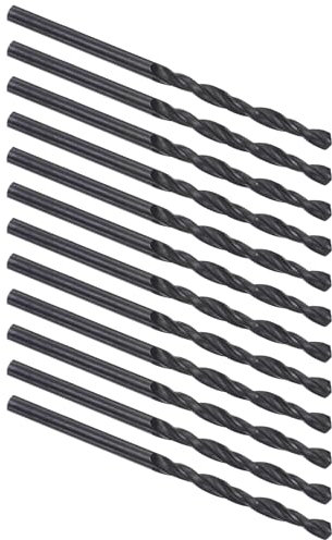 Kozelo 12PCS Twist Drill Bit - [3mm/0.12] High-Speed Steel Round Shank Jobber Bit Set Black for Metal Wood Plastic Steel Use, 32mm / 1.26 Blade Length